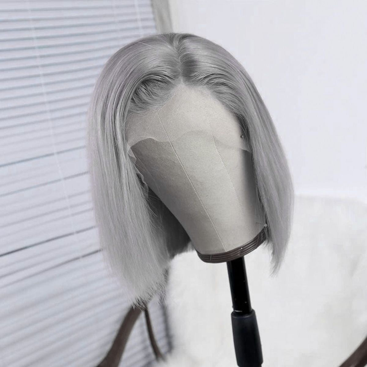 10-inch Double Drawn Grey human hair wig