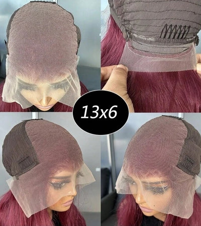 Burgundy Kanekalon Human blend Hair Wig